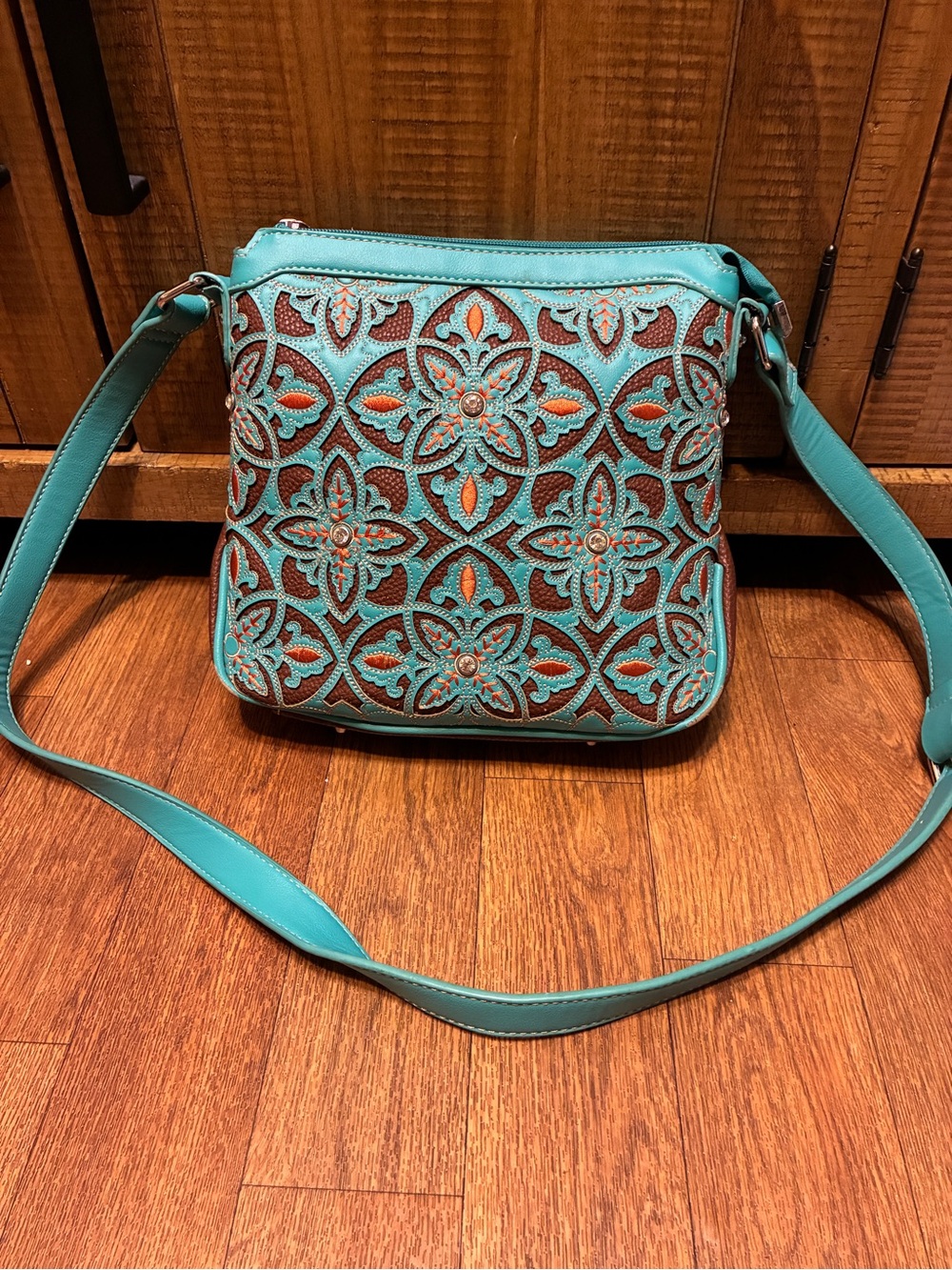 Montana West Turquoise Embossed Crossbody Bag - Women's Shoulder Bag